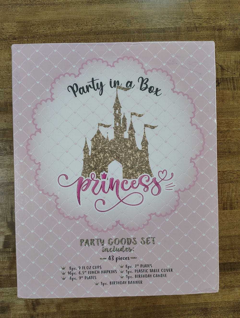 Princess Party In A Box - 43 Pieces  Party Goods Set Pink & Gold